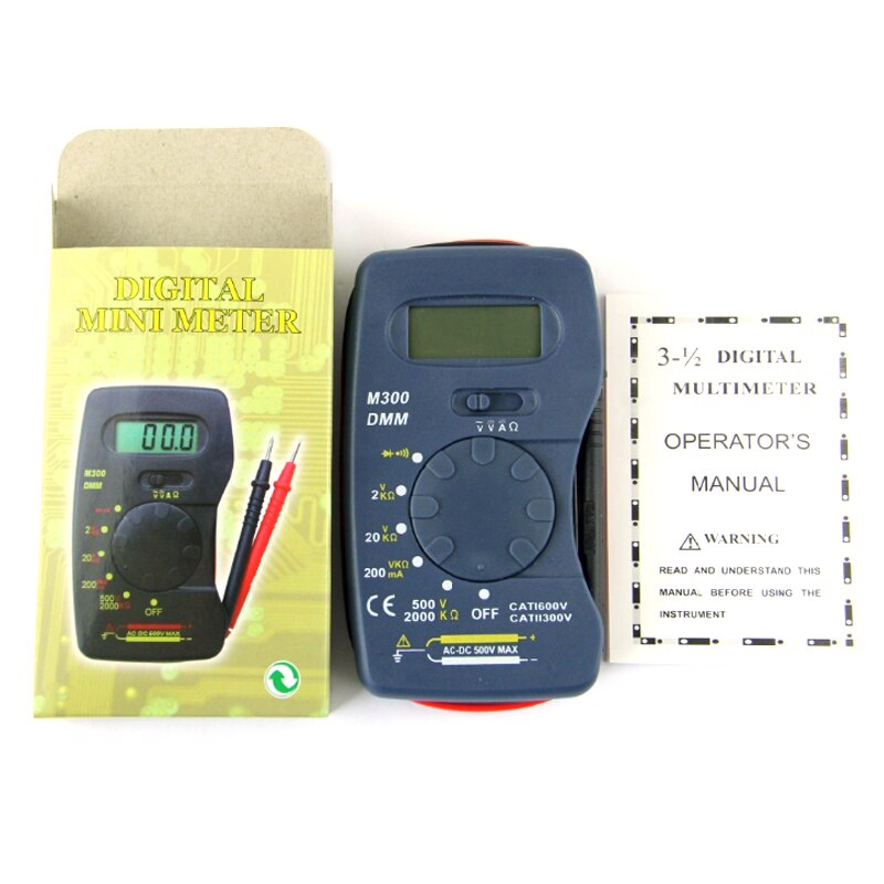 Universele Digitale Multimeter M300/DT83B Handheld Tip Test Multimeter Tester Met Lood Draden Pen Kabel Zwart 1Pcs