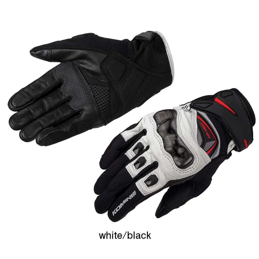 Zwart Wit Komine GK-224 Carbon Beschermen Lederen Mesh Handschoenen Motorbike Downhill Fiets Gk 224 Handschoen