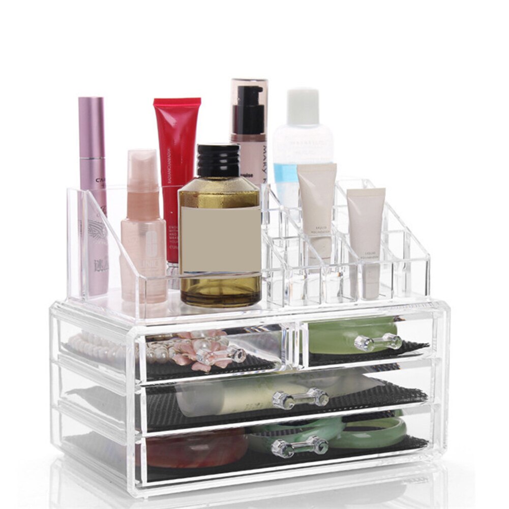 Organizador de maquiagem transparente claro prateleira compacta blushes highlighters eyeshadow expositor cosméticos caixa armazenamento gaveta