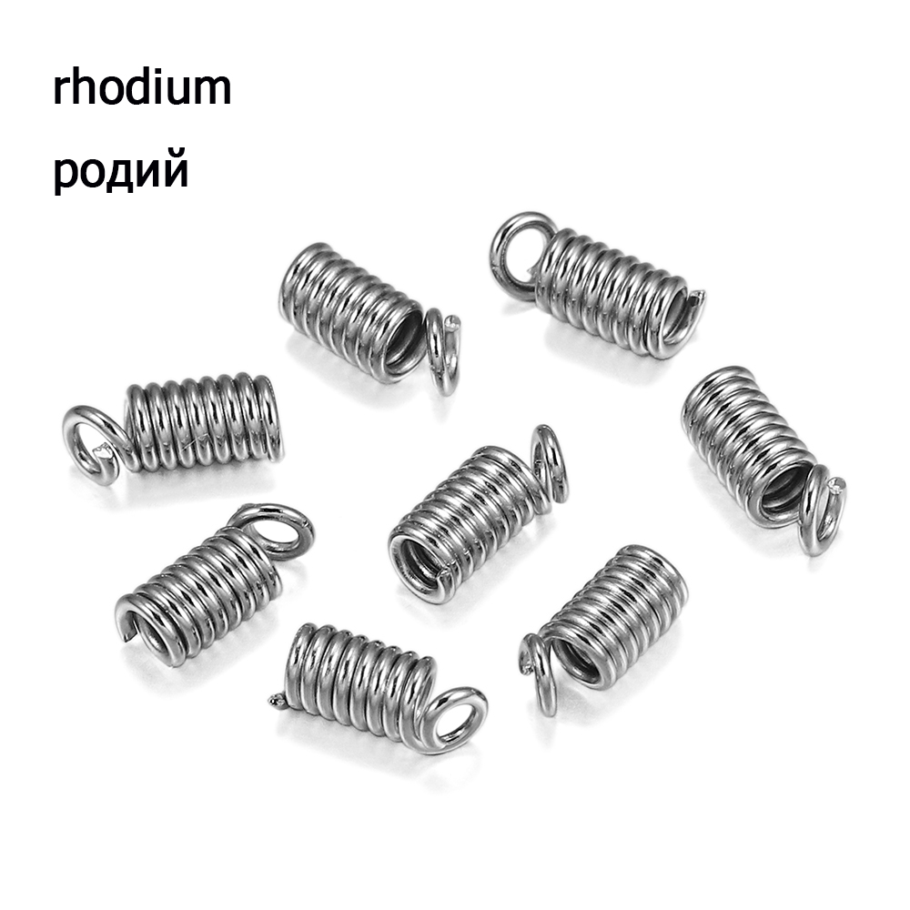 100pcs Metal Spring Crimp Clasps Leather Coil Cord Ends Fastener End Caps Connectors For DIY Bracelet Jewelry Making Accessories: 14mm / Red