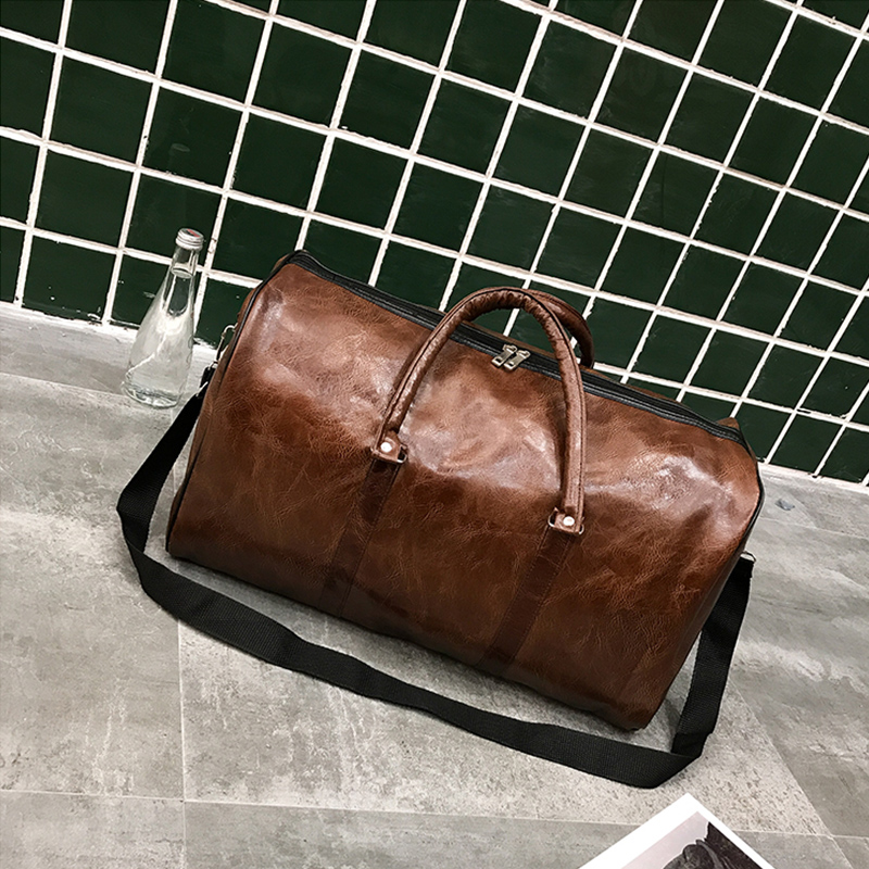 Unisex suuri kapasiteetti vedenpitävä matkalaukku kannettava urheilu viikonloppulaukut business duffle laukku pehmeä nahkainen matkalaukku matkalaukku