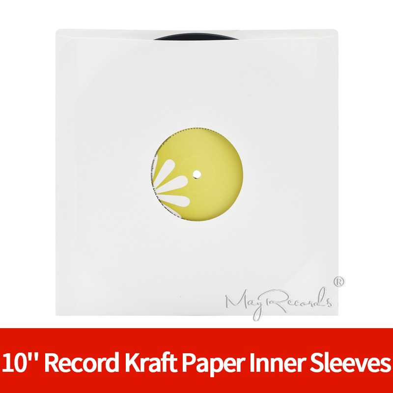 20 fundas interiores de papel Kraft blanco sin ácido pesado de con agujero para vinilo de disco de 10 pulgadas