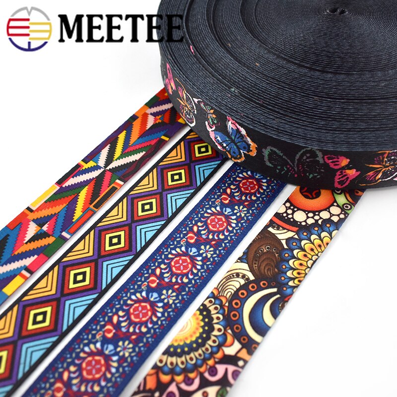 Meetee 10 metriä 38mm print etninen jacquard nauhakassit hihna vyö nauha tee itse tekstiilit vaatteet sisustus ompelutarvikkeet