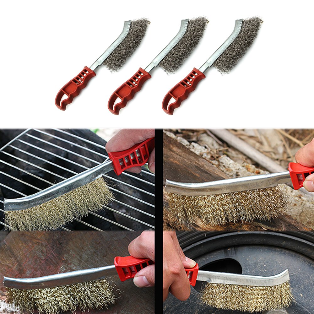 3 Stainless Steel Heavy Duty Spid Wire Hand Brush Bristles Rust Paint Removal