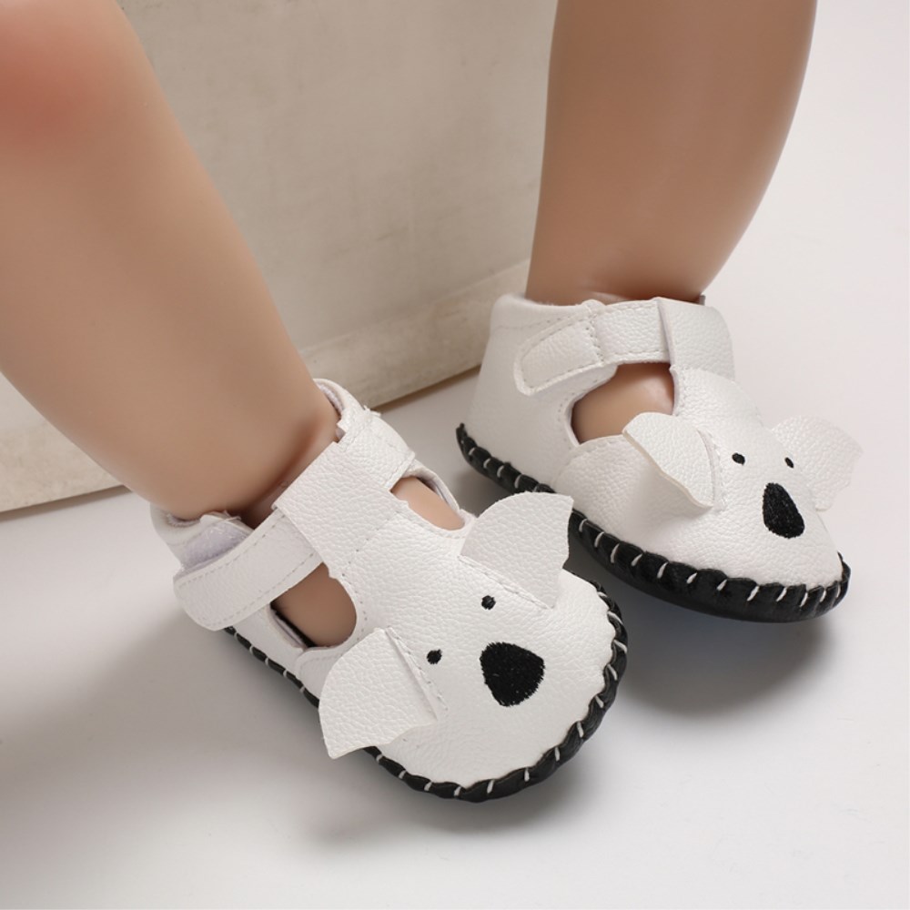 Spædbarn hjemmesko småbørn baby dreng pige strik krybbe sko sød tegneserie anti-skrid prewalker baby hjemmesko: Hvid / 12
