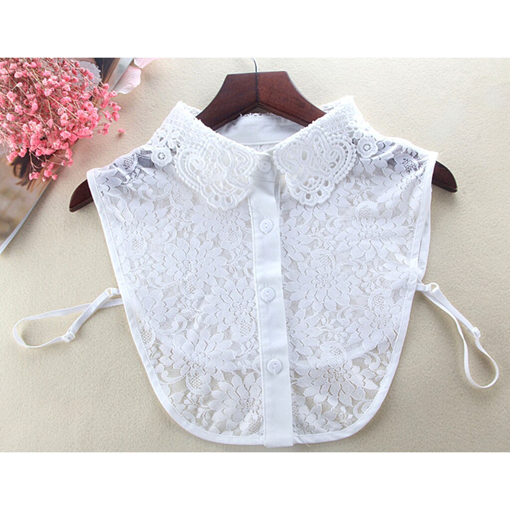 Vrouwen Bloemen Chiffon Nep Valse Kraag Afneembare Half Shirt Dicky Kraag