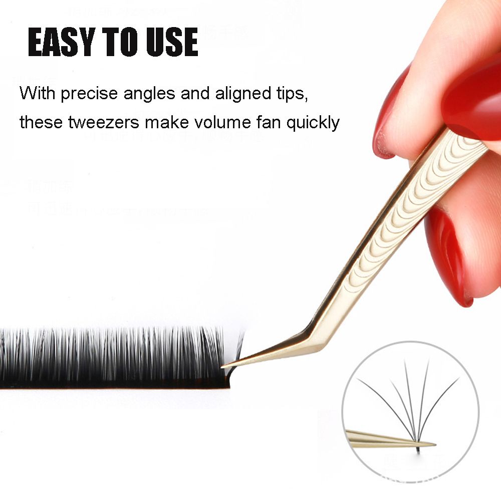 1 PC Volume Eyelash Extensions Tweezers Stainless Steel Lash Tweezers Curved Precise for Eyelash Extensions Application