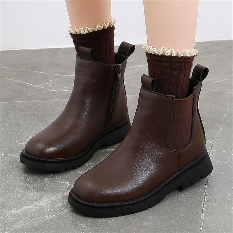 Bottes Martin en cuir pour fille et garçon, chaussures de princesse à semelle souple, taille 27 à 37, automne
