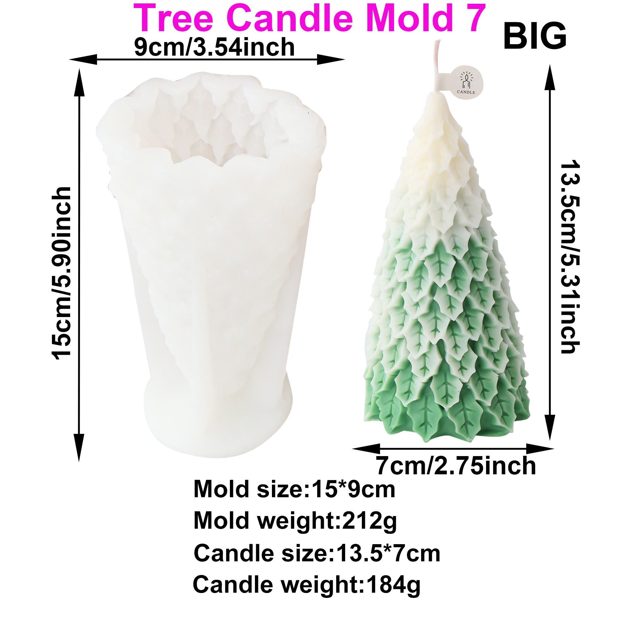 Stampo per candele per albero di Natale Candela di pino fai-da-te Stampo per gesso Stampo in resina di cemento Colata 3D Artigianato per albero di Natale Strumenti per la decorazione della casa: Blu profondo
