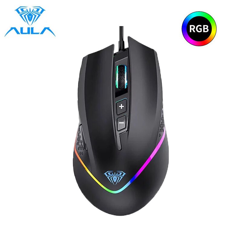 Mouse da gioco AULA RGB cablato 2 pulsanti laterali programmabile 6400 DPI regolabile comodo ergonomico Grip ottico PC Desktop Laptop