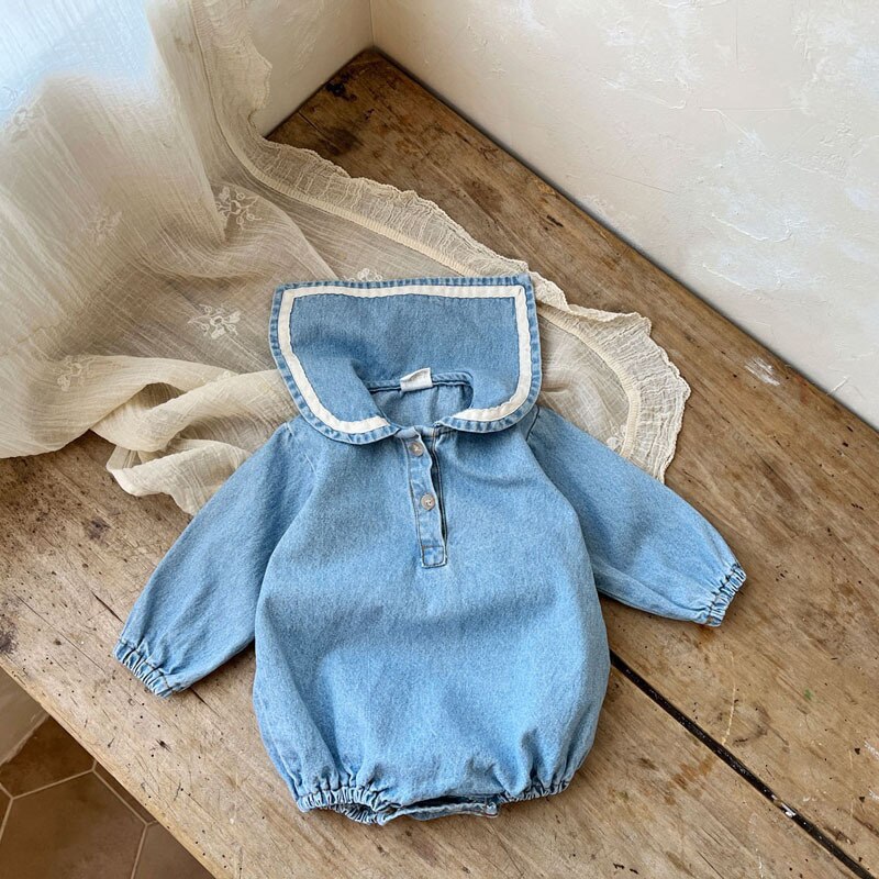 Koodykids 2022 Lente Baby Meisje Jongens Bodysuits Peuter Jongens Outfits Denim Jongen Rompertjes Kleding Denim Baby Kleding Zomer: Long sleeve / 6M-66CM