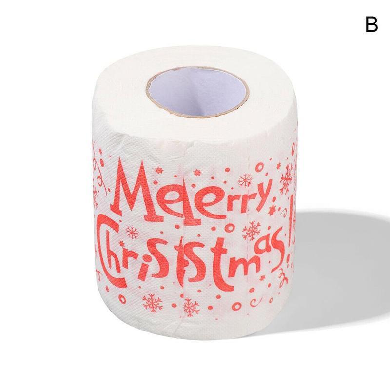 1 rouleau de papier toilette de noël rouleau papier impression père noël bain fournitures de noël décor de noël tissu Navidad noël papier toilette: B 1 roll