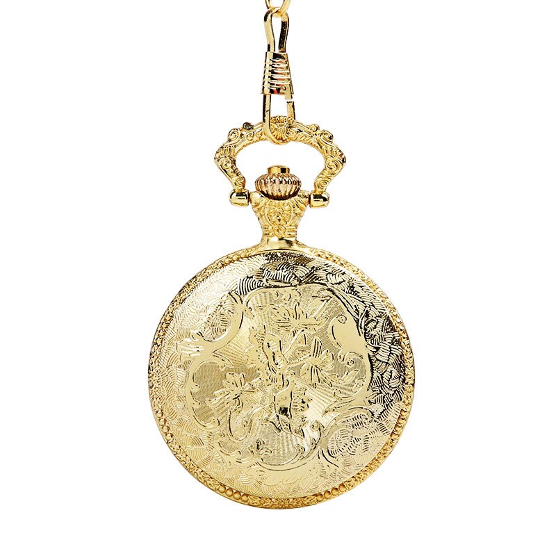 1041 en relieve corriendo en un tren de vapor, cadena de reloj de bolsillo de Metal de oro de vestido Casual de las mujeres de los hombres reloj de antigua pedante Montre