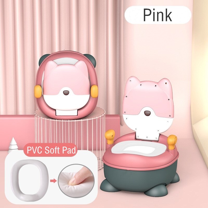 Draagbare babypot, multifunctioneel babytoilet, autopotje, kinderpotje, meisjespotje, jongenspotje, kinderstoel, toiletbril, kinderpotje: Pvc zachte pad-roze