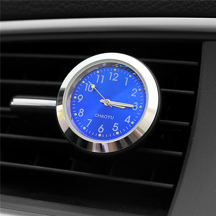 Auto Digitale Klok Creatieve Ronde Kwarts Klok Luchtuitlaat Clips Auto 'S Decor Digitale Pointer Horloge Auto Interieur Accessoires: Blauw