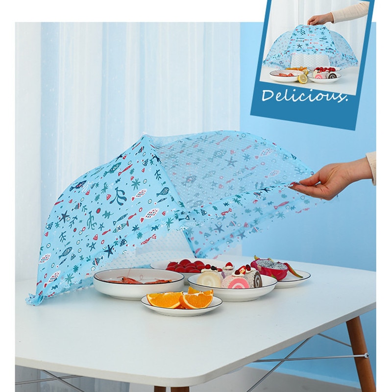 60/80cm Gauze Umbrella Food Cover Picnic Kitchen Anti Fly Mosquito Net Folded Meal Cover Tent Table Mesh Food Cover Kitchen Tool