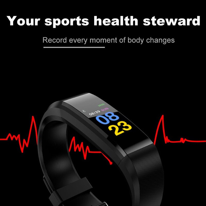 Voor 115 Plus Smart Polsband Smart Armband Fitness Band Tracker Druk Hartslag Sport Horloge Hartslagmeter Band