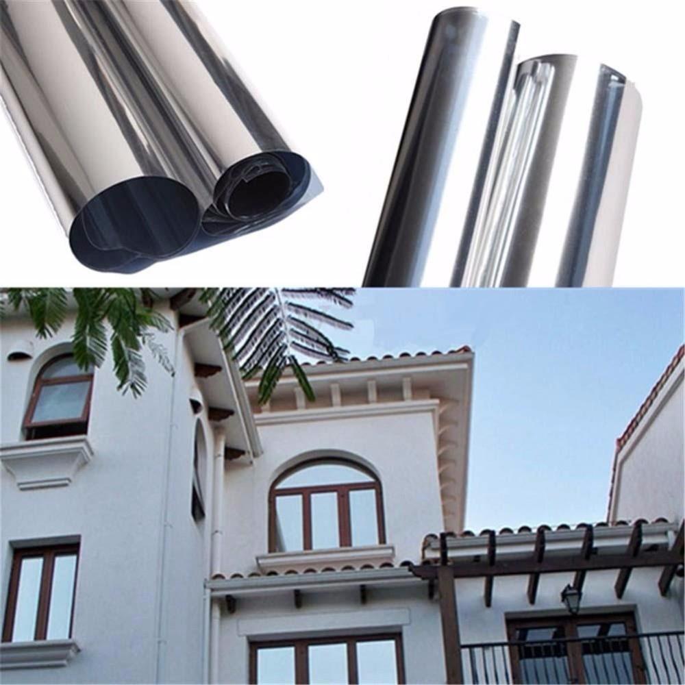 Mirror Silver&Silver 20% VLT Solar Reflective Window Film Privacy Tint Decoration Waterproof 70cm x 500cm