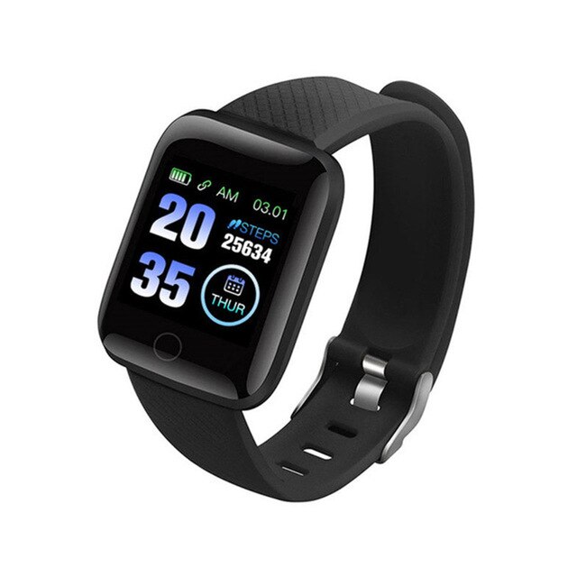 116 Plus Smart Armband Horloge Bluetooth 4.2 Smart Horloge Hartslag & Zuurstof Bloeddruk Sport Fitness Tracker: Black