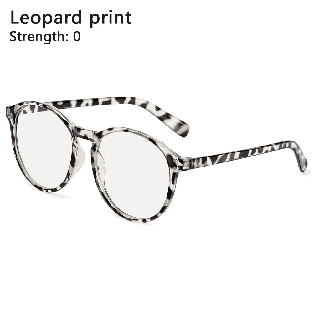Unisex Black Leopard Print Round Frame Eyeglasses Anti Blue Light Radiation Myopia Glasses Optical Eyewear -1.0~-4.0: 09