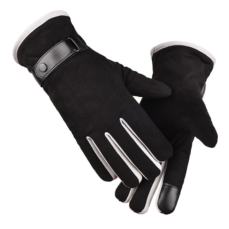 Guantes de pesca cálidos para hombre, manoplas de invierno a prueba de viento con pantalla táctil, antideslizantes de dedo completo y forro polar grueso, para ciclismo y pesca al aire libre