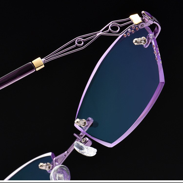 Ladies Prescription Glasses Myopia Hyperopia Custom Glasses Frameless Diamond Coloured Glasses Radiation Proof Optical Glasses 1