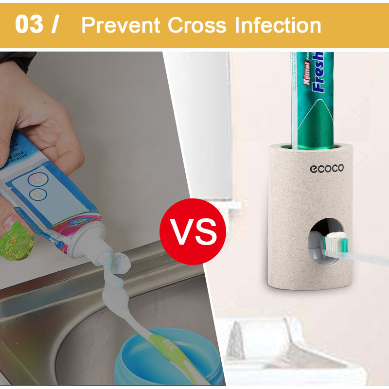 Automatic Toothpaste Dispenser Wheat Straw Toothbrush Holder Waterproof Dustproof Toothpaste Squeezers Bathroom Accessories Set