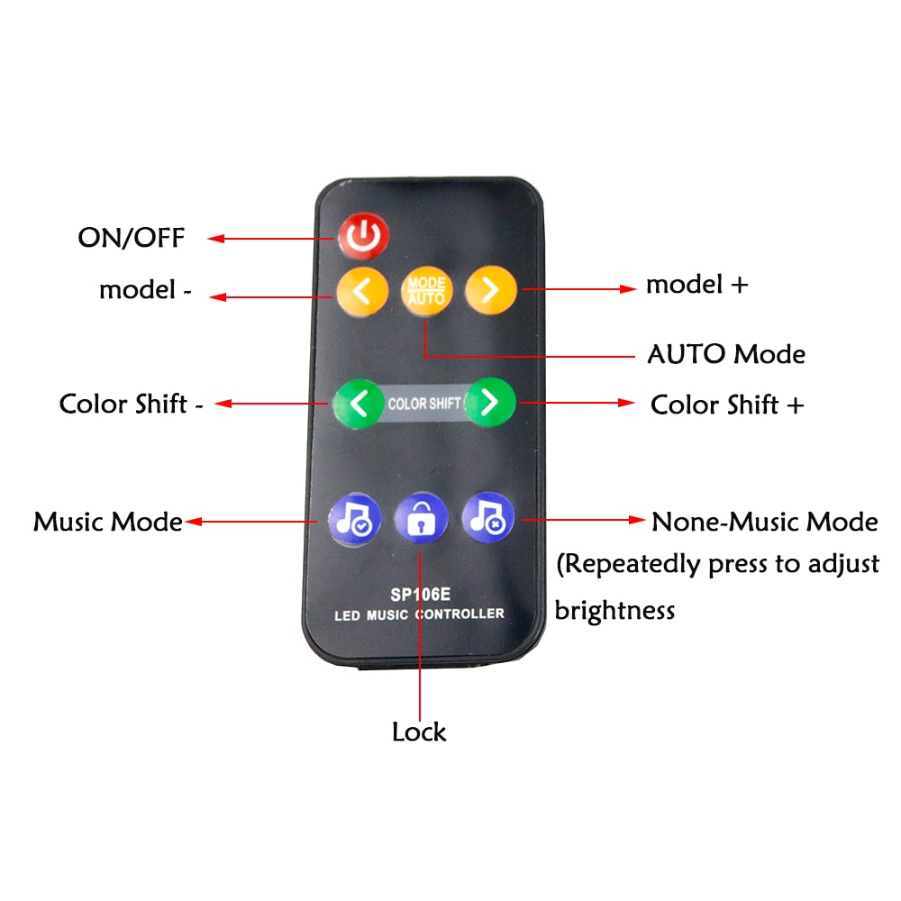 SP106E 9keys LED Music Controller DC5V-12V WS2811 /WS2812B /6812 /1903/6803 Magic LED tape digital colorful music controller