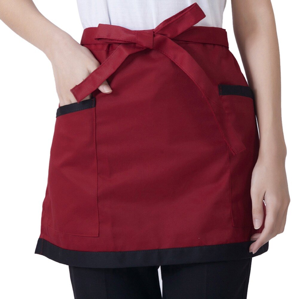 Universal Unisex Kitchen Cooking hotel chef aprons chef uniforms Waist Apron Short Apron Waiter Apron with Double /3 Pockets