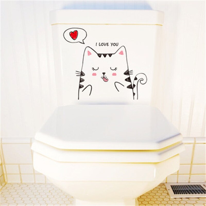 Creatieve Grappige Wc Stickers Cartoon Kat Zelfklevende Badkamer Pvc Sticker Waterdicht Thuis Art Mural Decoratie