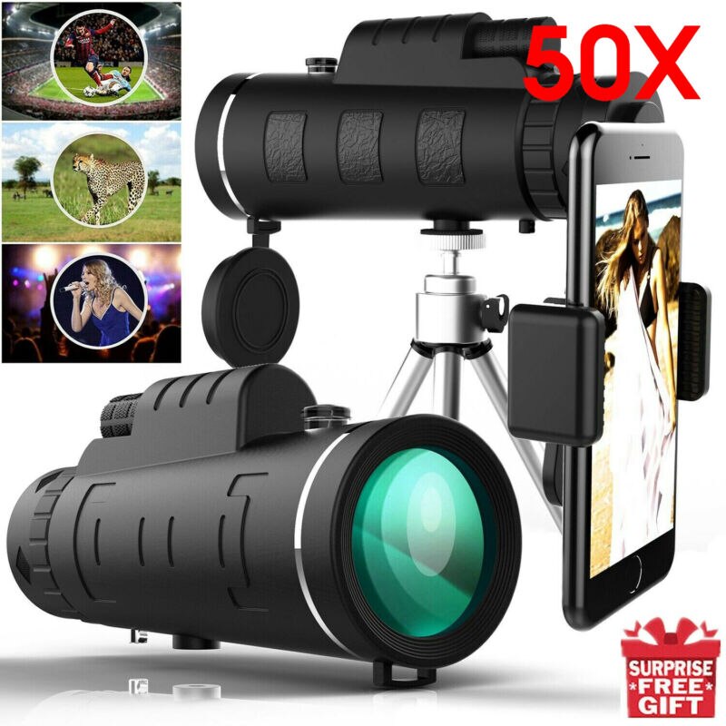40X60 Monocular Telescope Dual Focus Capability with Low Night Vision for Smartphone Adapter and Tripod - Waterproof Spotting