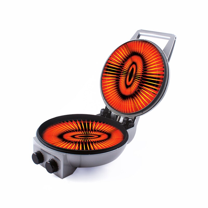 Plancha eléctrica de doble cara para hacer crepes y tortitas, sartén para Pizza, máquina para freír carne y barbacoa, sartén para hornear, plancha para pasteles