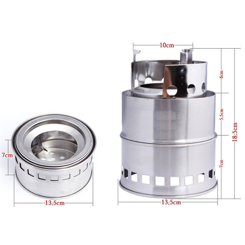 Outdoor picnic barbecue Portable stainless steel stove BBQ Grills Wood Carbon Firewood furnace Alcohol removable stove