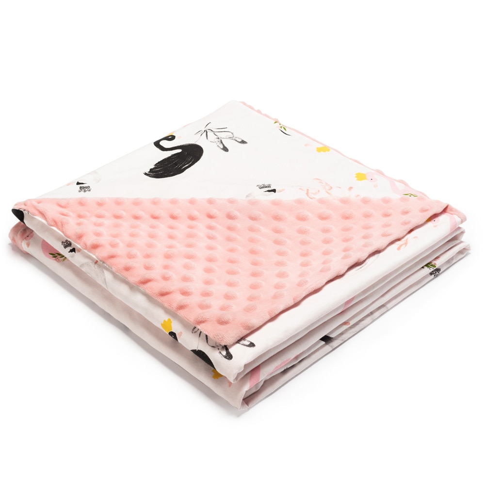 Vändbar unisex barnsmjuk babyfilt minky dot korallfleece mjuk termisk linda sängkläder set bomullsquilt