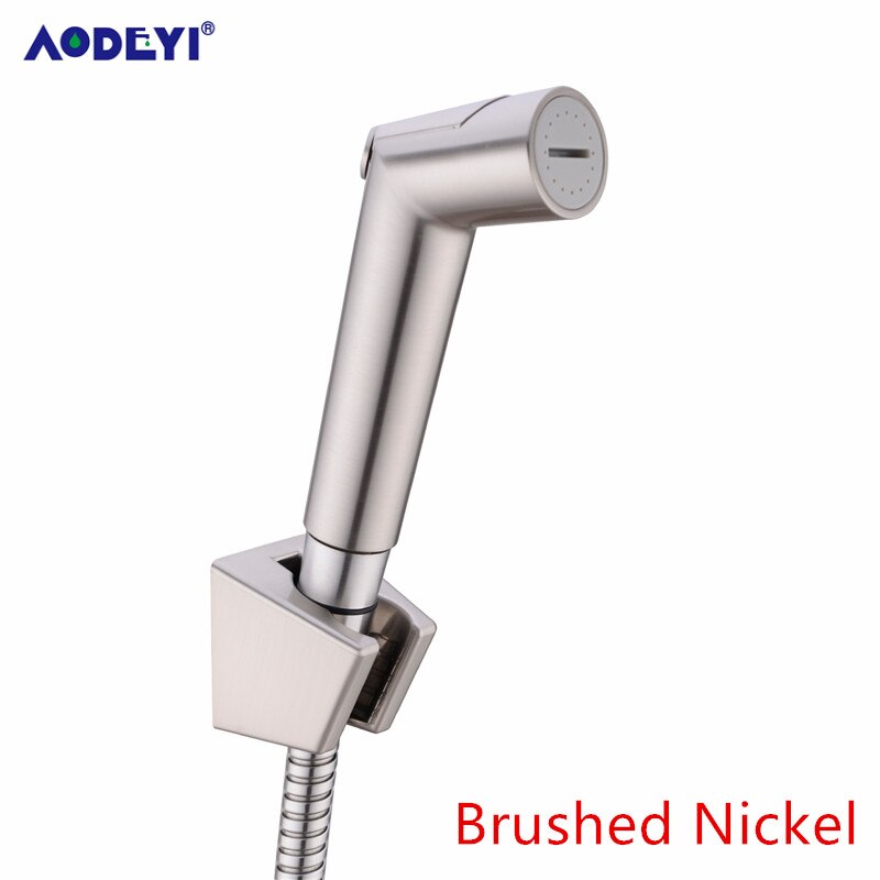 Toilet badeværelse håndholdt bidet spray ble bruser sprøjtesæt flow abs kontrol bærbar shattaf jet douche kit sort/krom: Børstet nikkel sæt
