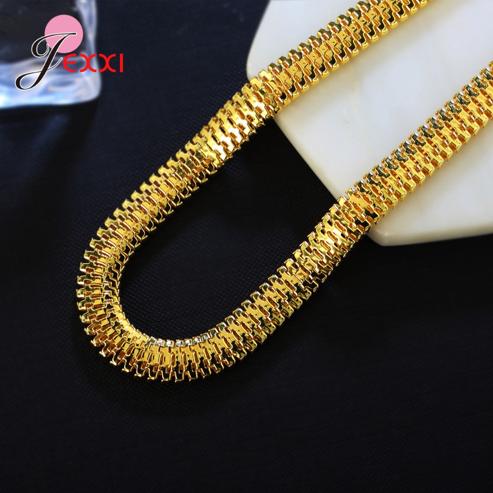 Mannen Mode Goud Kleur Mannelijke Kraag Ketting 925 Sterling Zilveren Platte Soft Snake Bone Kettingen Collares Sieraden