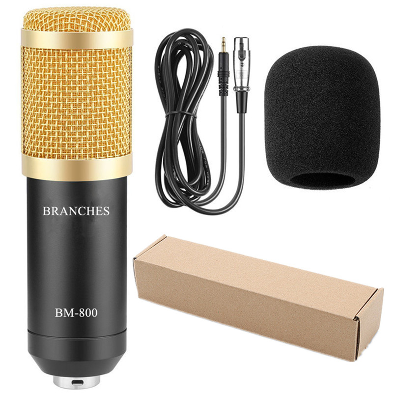 BM-800 Condenser Microphone Kit:Microphone For Computer+Shock Mount+Foam Cap+Cable As BM 800 Microphone BM800: Package2 Black