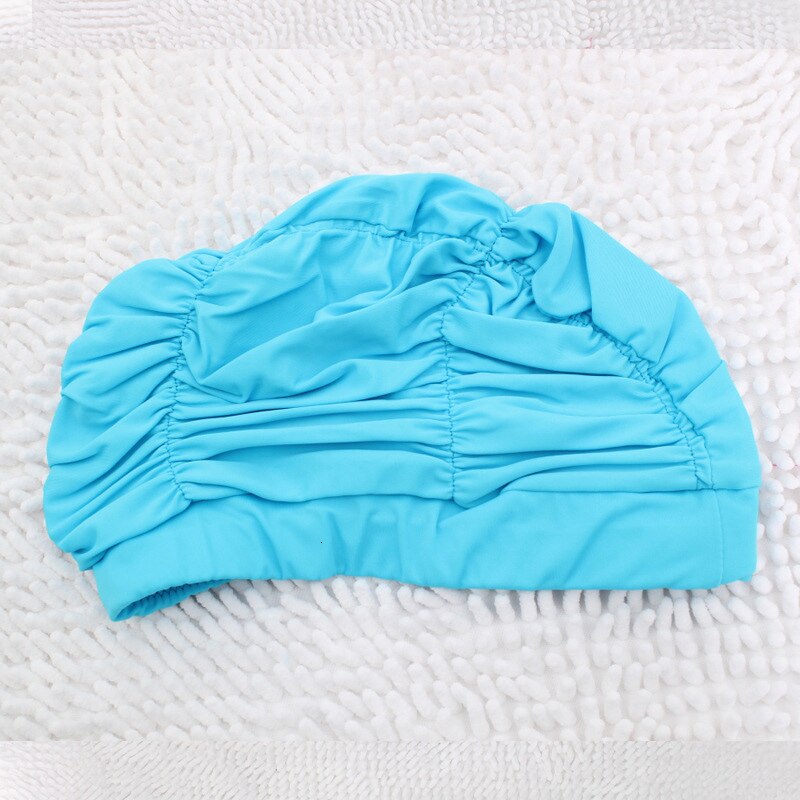 Pleated Cloth Cap Unisex Swimming Cap Soft Drape Elastic For Dreadlocks Long Hair Swim Caps Hat Women Sporty Adult Bathing Caps