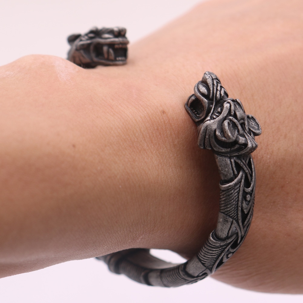 Bracelet tête de loup Viking, 1 pièces, pour hommes et femmes, bijoux Talisman avec sac