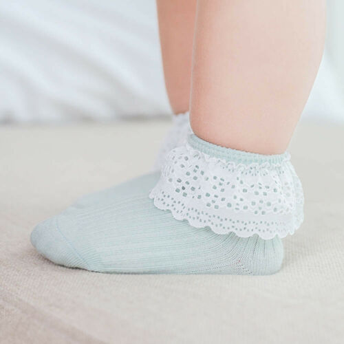 Meisjes Sokken Accessoires Enkel Fancy Retro Lace Ruffle Stroken Prinses Katoen Schoonheid Sokken Effen Rib Sokken 6 M -5 T