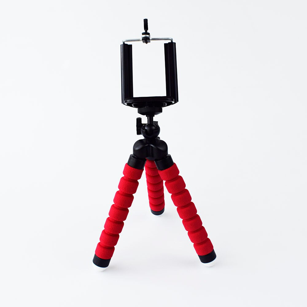 Trípode de teléfono móvil para iPhone 8/7/6 Plus, soporte de montaje de cámara con adaptador de obturador remoto Bluetooth, abrazadera de palo de Selfie: Red