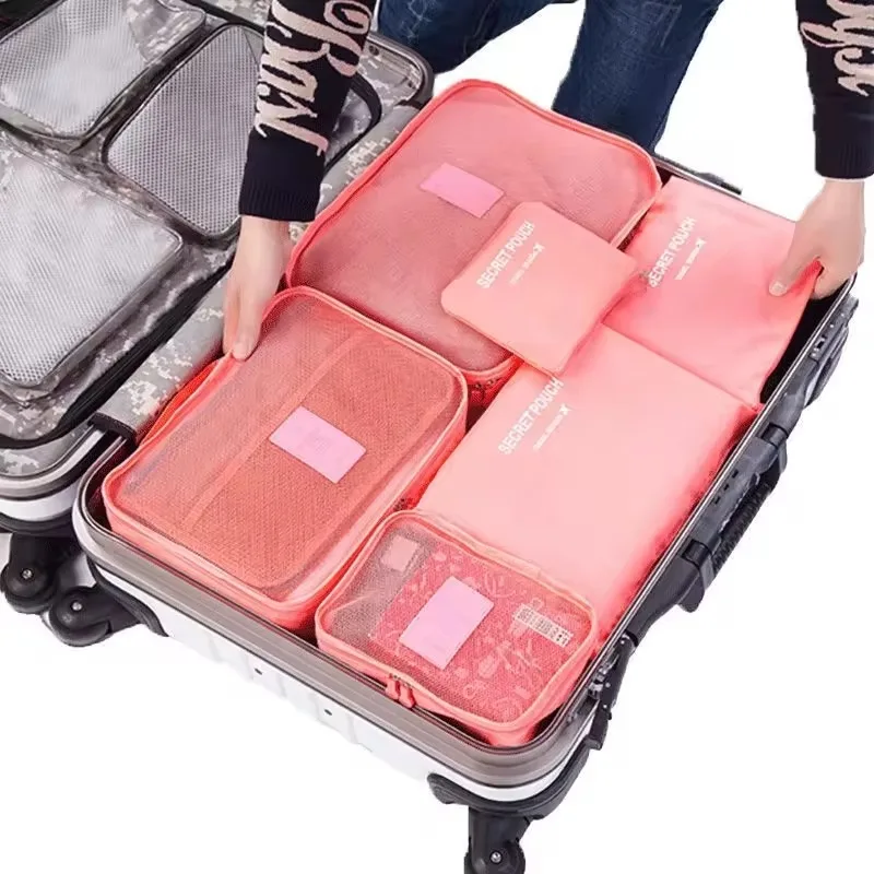 6-teiliges Set Reisekoffer-Organizer, Taschen, Gepäckverpackungswürfel für Reisen, Aufbewahrungstasche, große Kapazität, Schuh- und Kleidungsorganisatoren