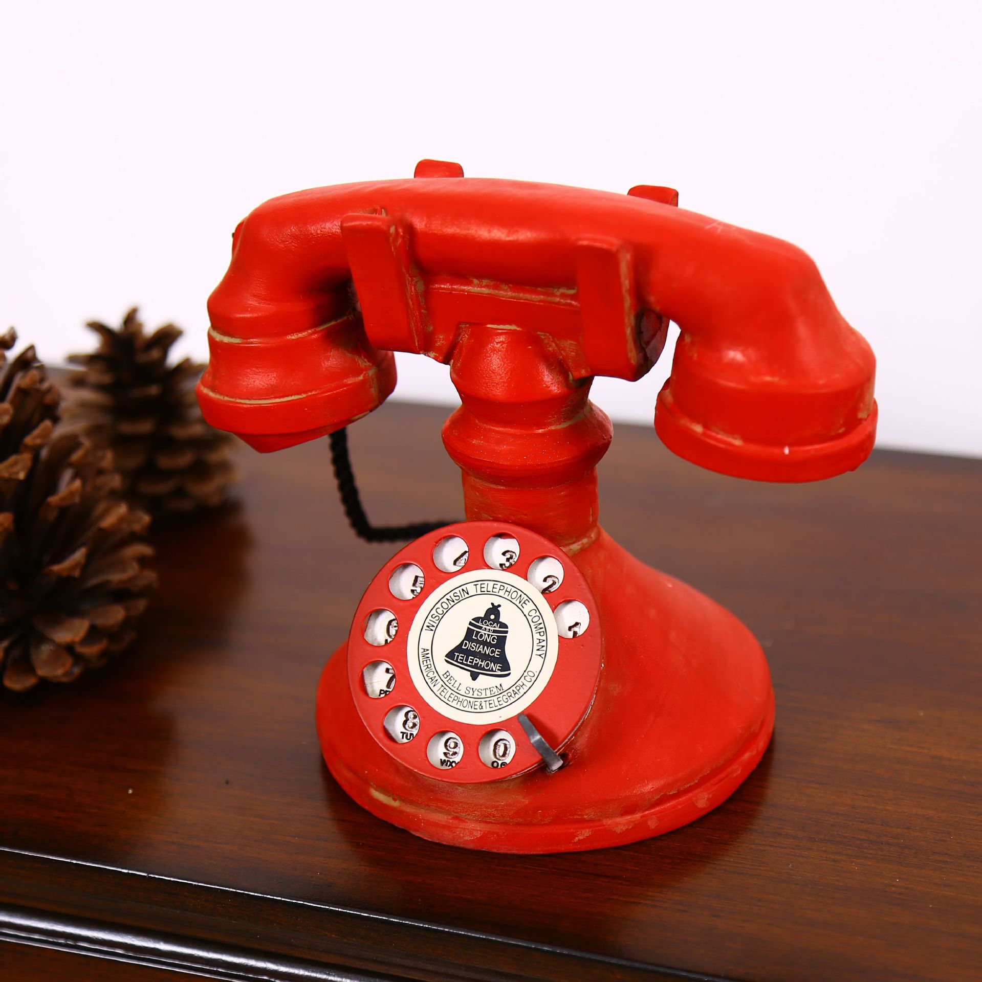 Mercearia casa decorações vintage antigo artesanato ornamentos vintage telefone c: red