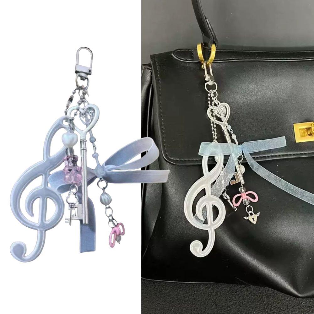 llavero de nota musical de resina para bolsos, bolso , dijes, colgante para bolso, colgante para teléfono Ins, mochila, adorno colgante, llavero con lazo