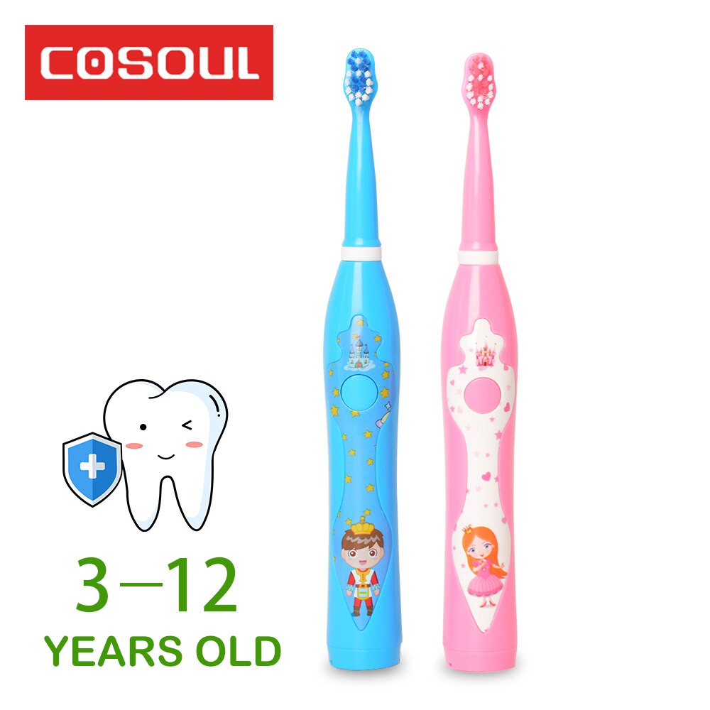 COSOUL-cepillo de dientes eléctrico sónico para niños, cepillo recargable de princesa, cartón, para niños de 3 a 12 años