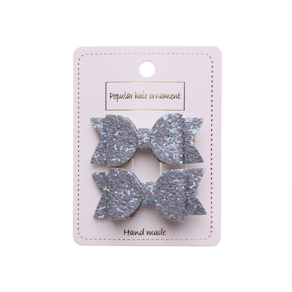 2 Stks/set Leuke Mini Bows Hoofddeksels Baby Meisjes Haarspelden Dubbele Laag Glitter Boog Kinderen Haar Clips Pailletten Prinses Hoofdtooi: dark grey