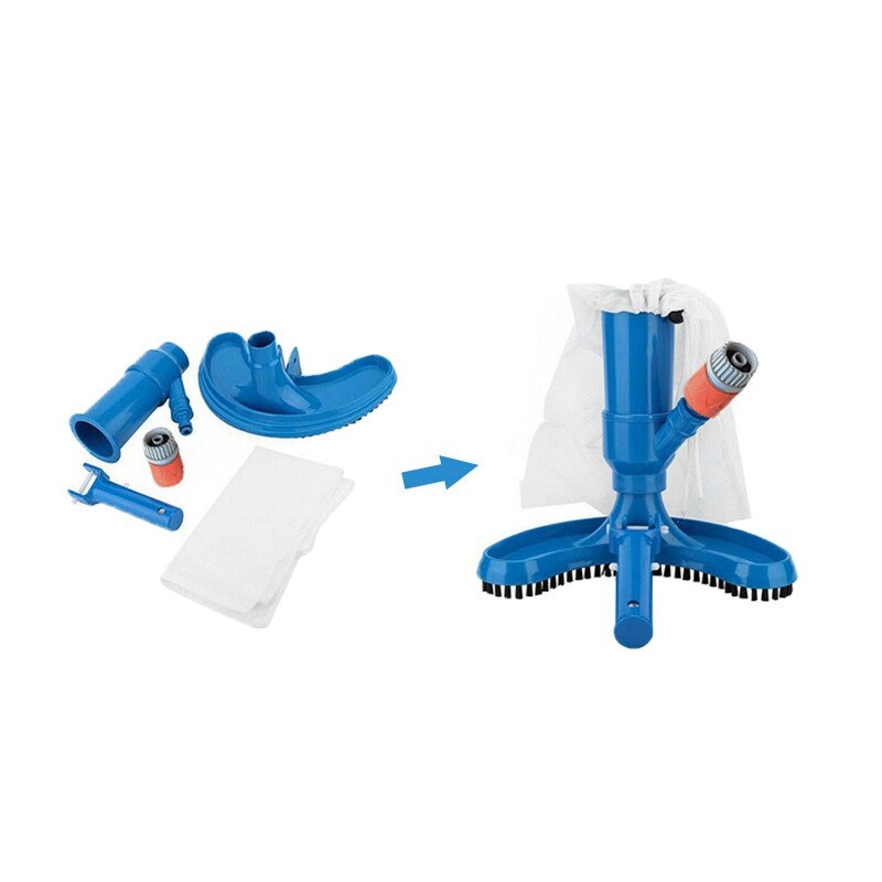 Aspirador portátil para piscina, limpiador subacuático con cepillo y bolsa de hojas, herramienta de limpieza para piscina