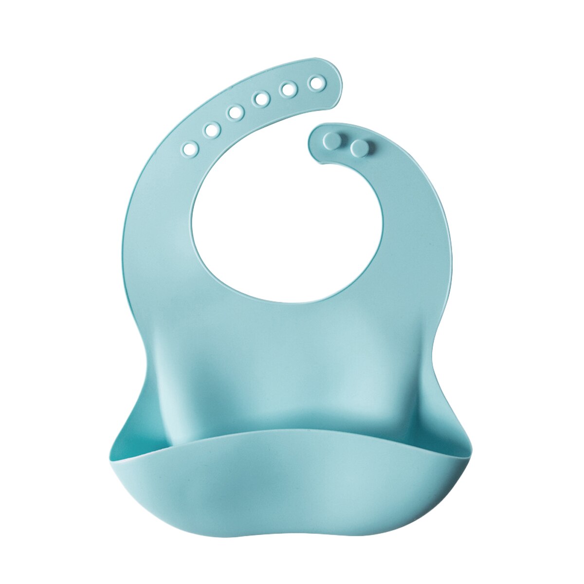 Babero de bebé de 4-6M, pañuelo para comer, Color sólido, hebilla ajustable, frontal suave, bolsillo, ropa para la cena: Azul