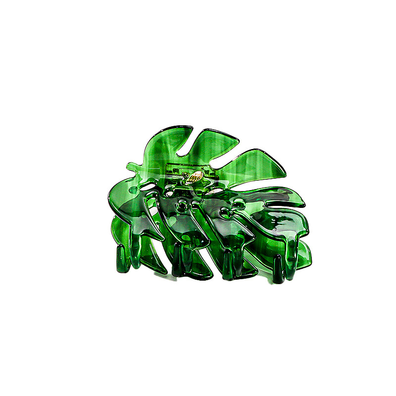 Pinza para el pelo de hoja verde esmeralda de estilo mundial refrescante, de personalidad, pinzas para el pelo de acetato, accesorios para el cabello para mujeres y niñas: YELLOW