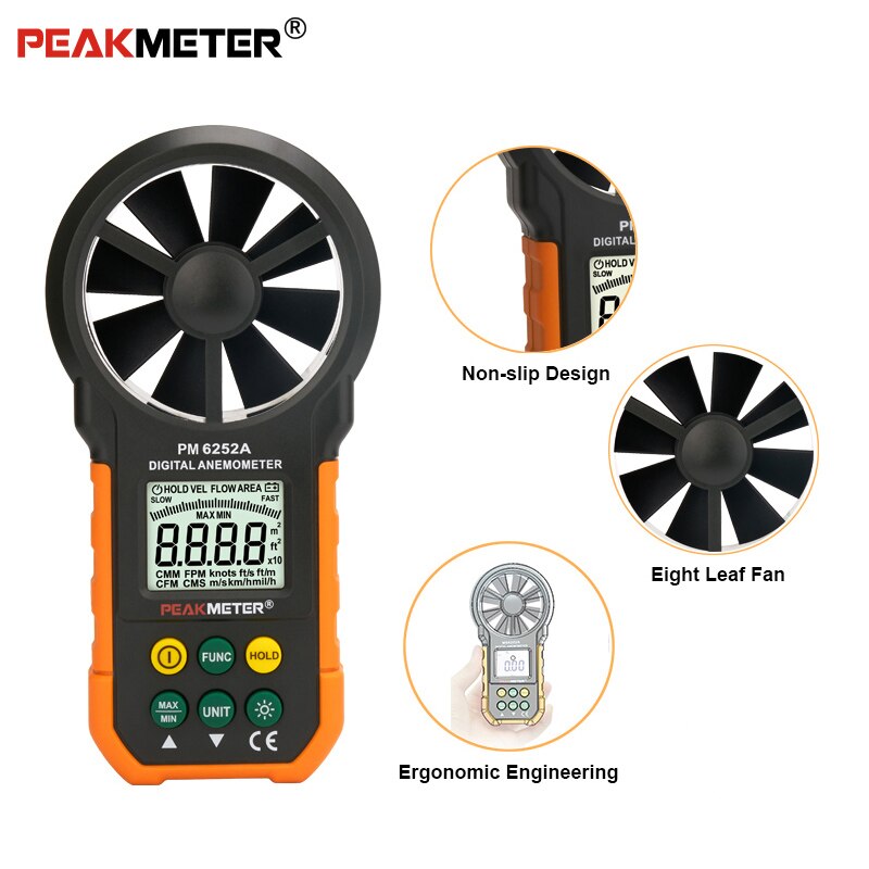 Protmex Digital Anemometer/Air Volume with LCD Screen and Backlight MS6252A Digital Anemometer Handheld LCD Electronic Wind
